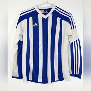 Adidas Juniors striped jersey blue white M 11-12Y